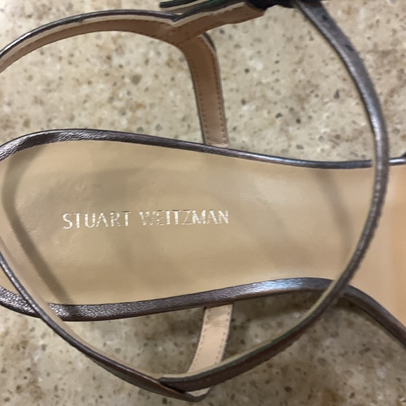 NWOT Stuart Weitzman | Starla 80 Ankle Strap in Gunmetal Leather Sandal Size 9 - Picture 6 of 9
